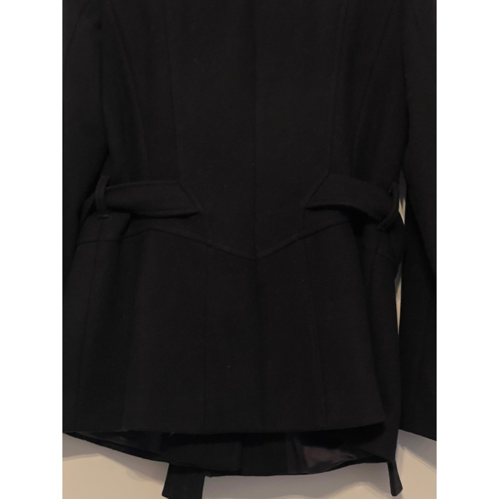 Reiss Black Wool Cashmere Blend Belted Wrap Coat Short Jacket Womens Medium - Picture 8 of 9